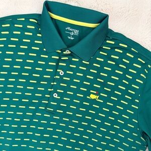 Masters Tech Polo Shirt Mens Large Green Print Augusta National Golf Performance
